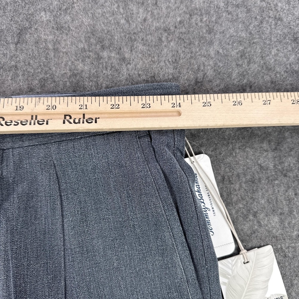 Tommy Bahama Shorts Mens 48 Ink Blue Havana Herringbone 2 Pleat Silk Blend - Picture 9 of 15